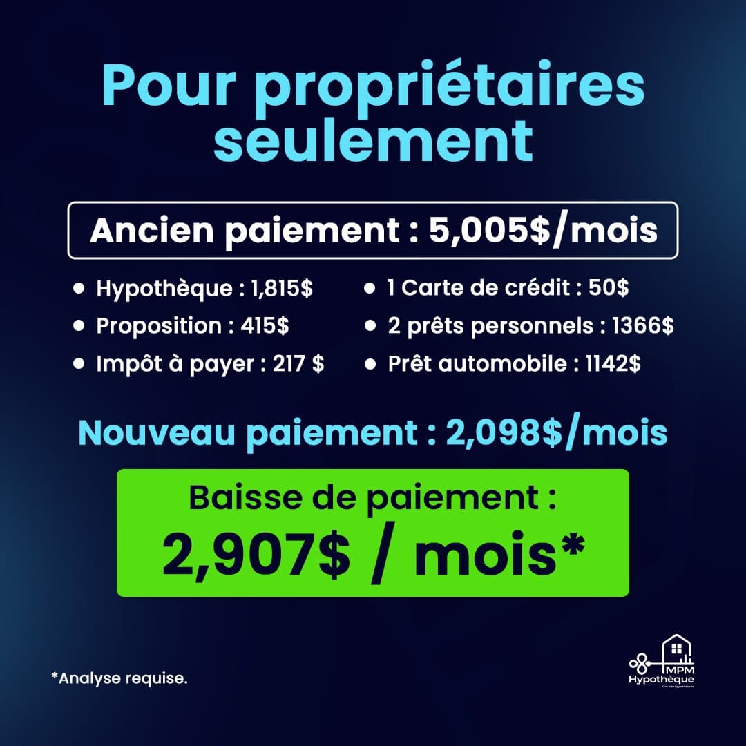 Publicité Meta Ads format 1:1 créée par Clienexion, agence marketing numérique, secteur Courtage hypothécaire
